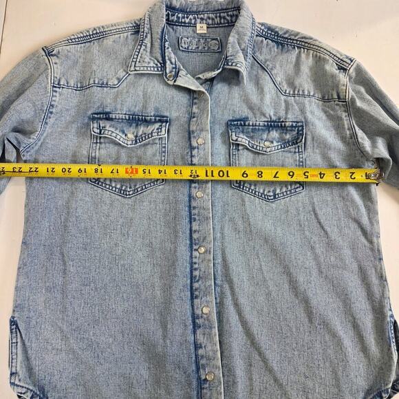 Maurices Medium Stone Wash Oversized Denim Shirt - Picture 3 of 7